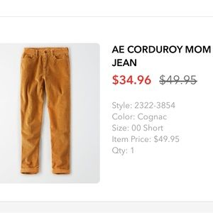 AE CORDUROY MOM JEAN